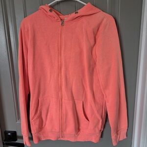 Bobby Brooks Womans Large Bright Coral Hooded Full Zip Jacket